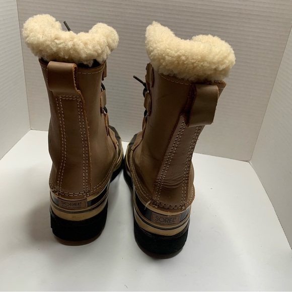 Sorel Caribou Boots Wool Lined Tan Winter Made in Canada Size 5 - Picture 2 of 11